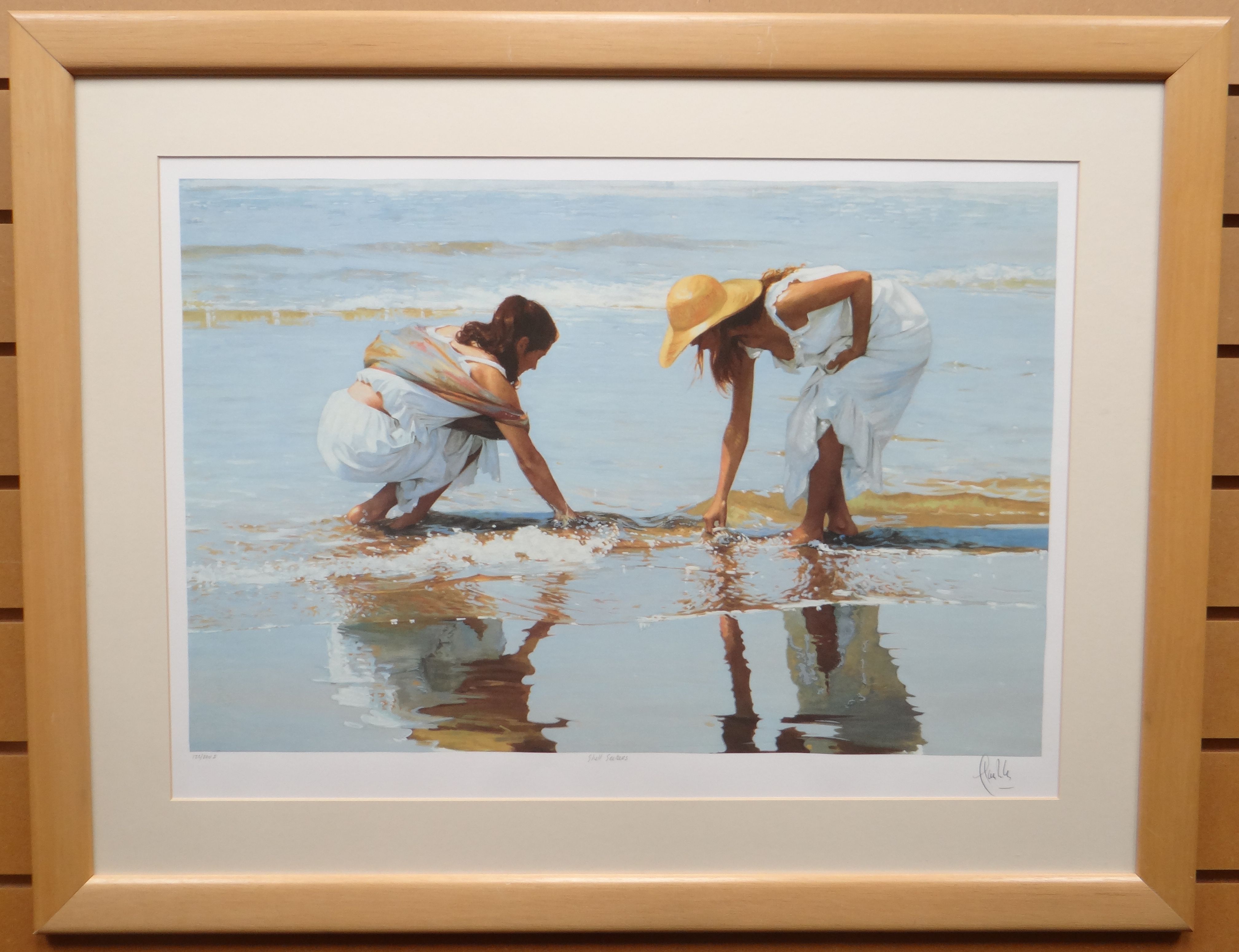 ORIGINAL SERIGRAPH PRINT: Luis Ribas, two ladies on the shore entitled ...