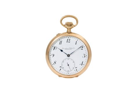 IWC antike Lepine Taschenuhr. Ca. 1910. Gehäuse 14K Gold, inklusive Staubdeckel. Handaufzug Uhrwerk in körniger Vergoldung, v