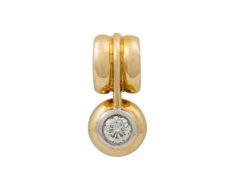 Clip-Anhänger mit Brillant ca. 0,4 ct, ca. LGW-GW(I-K) /SI, GG/WG 14K, 4,9 g, L: 2 cm, Ende 20. Jh., leichte Tragespuren. (4)