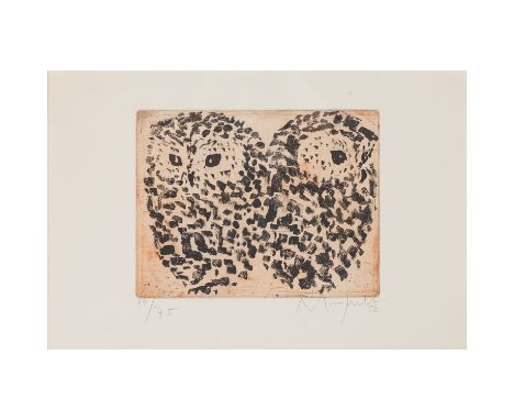MUMPRECHT, WALTER RUDOLF (1918-2019), "Eulen-Paar", Aquatintaradierung/Bütten, u.re. mit Bleistift von Hand signiert und dati