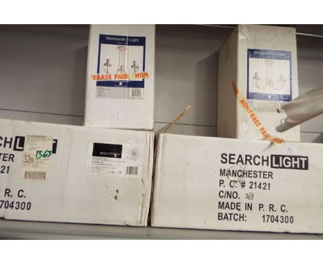 A boxed 'Pickastick' chrome ceiling light and three others