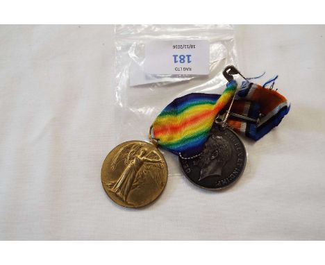 A WWI British War and Victory medal to 'Pte T. Hayes' 19178 Army Veterinary Corps