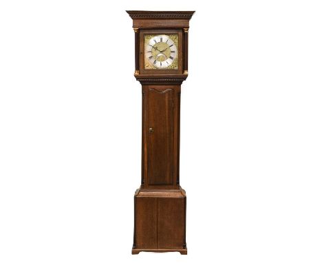 An Oak Thirty Hour Longcase Clock, signed Barber, Winster, numbered 829, circa 1769, flat top pediment, trunk with inset pila