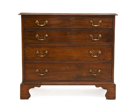 A George III Mahogany and Oak-Lined Straight Front Chest, circa 1800, the moulded top above four long graduated drawers with 
