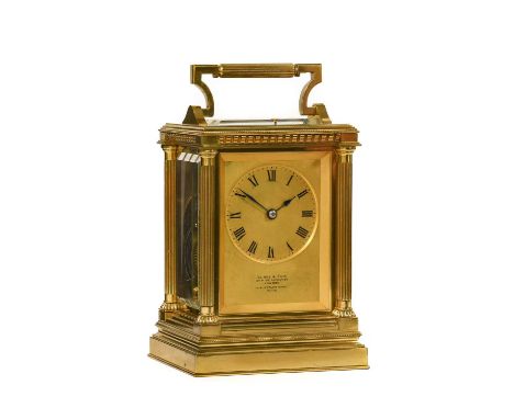 A Brass Strike and Repeat Carriage Clock, signed Le Roy &amp; Fils, 211 &amp; 213 Regent St, London and 13 &amp; 15 Palais Ro
