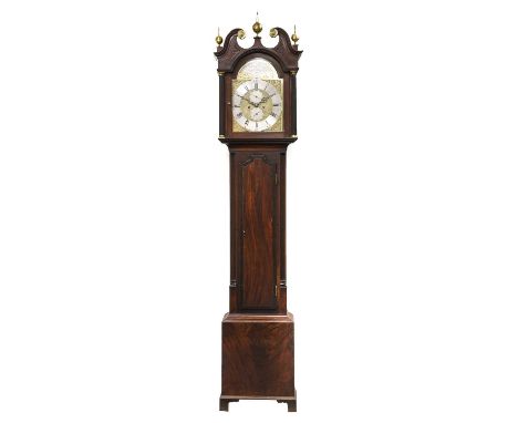 A Scottish Mahogany Eight Day Longcase Clock, signed John Allan, Pennycuick, circa 1780, swan neck pediment, arched trunk doo