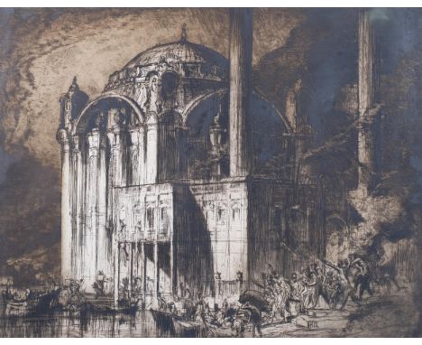 Sir Frank Brangwyn (1867 - 1956), Mosque Constantinople, etching, signed in pencil, plate 59cm x 73cm, framedSome staining an