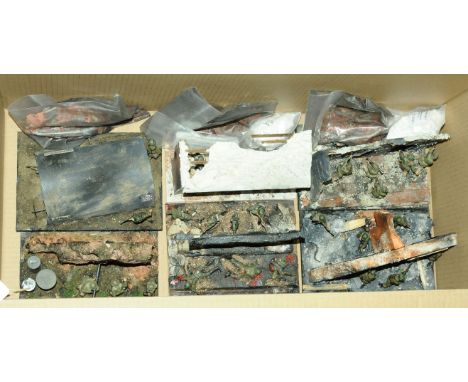 Military/War Scene Dioramas. A group of (homemade) scratchbuilt 1/32nd Airfix scale dioramas depicting "War Scenes/Battles" w