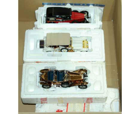 Franklin Mint, a part boxed (Polystyrene only) group of 1/24th scale classic Rolls-Royce &amp; Mercedes vehicles comprising o