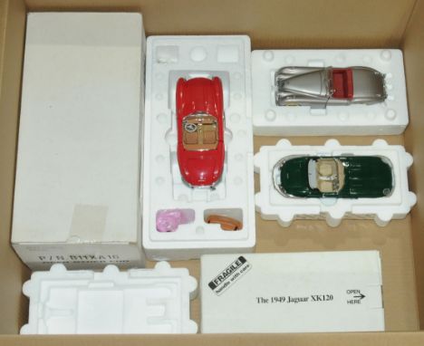 Franklin Mint &amp; Danbury Mint.  A partially boxed group of 1:24 scale Jaguar and Mercedes models to include Danbury Mint 1