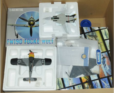 Collection Armour. A boxed group of 1:48 and similar scale Military Aircraft comprising of B11B809 F14 Tomcat, ART98030 FW190