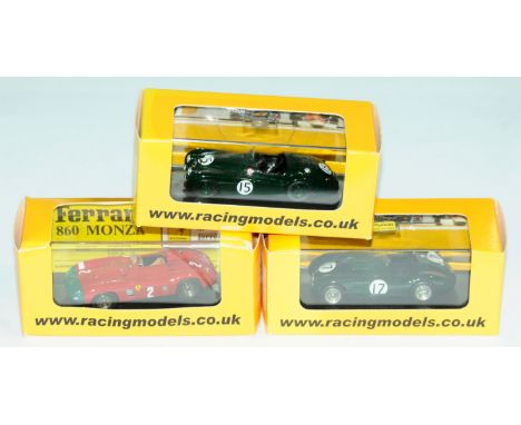 Racingmodels / Art Model, a group of 1/43rd Racing models comprising of (1) TMC068 Jaguar C Type in Green with racing number 