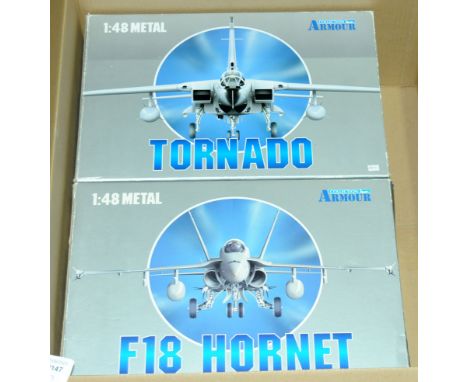 Collection Armour. A boxed pair of 1:48 scale military aircraft comprising of (1) ART98017 F.18 Hornet Fighter Jet "Eagle Nos