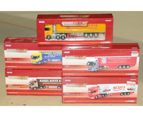 Corgi, a boxed 1;76 scale Commercial Truck/Trailer group (Roadscene Series) to include CC18205 Mercedes Actros Curtainside "J