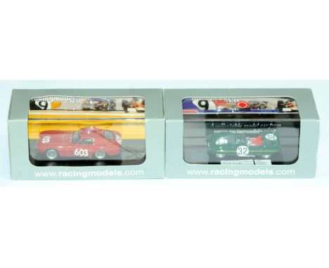 Racingmodels, a boxed pair of 1/43rd scale racing models comprising of (1) JY0289 Alfa Romeo 6C 3000 in Red with racing numbe