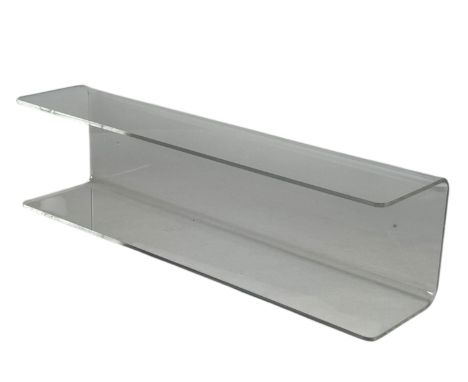 A vintage plexi-glass wall shelf, probably German
Of curved rectangular form, 95cm wide, 22cm deep, 26cm high.

Provenance:
P