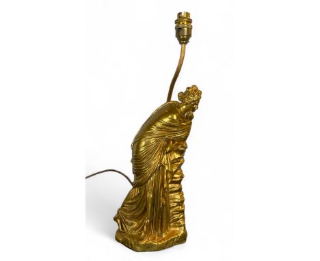 After the antique, a 19th century gilt bronze figure of Polyhymnia, daughter of Zeus, converted to a table lamp
Stamped D and