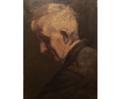 English School, 20th century, possibly by Alice Burton (British 1893-1968), portrait of a man, oil on canvas, 51cm x 40cm