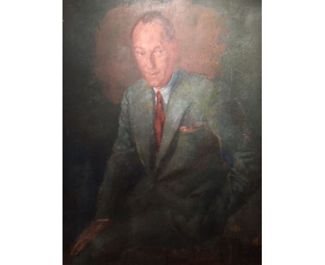 John Wheatley, 20th century, portrait of a suited gentleman, oil on canvas 101cm x 76cm. Condition: as found