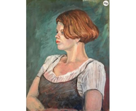 English School, 20th century, portrait of young girl, oil on board, 51cm x 40cm. Condition: as found