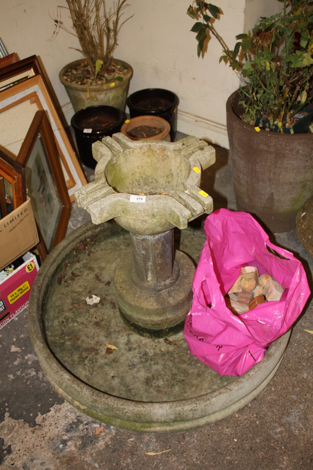 A STONE GARDEN FOUNTAIN A/F