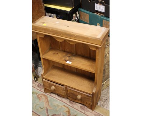 A SMALL PINE HANGING SHELF