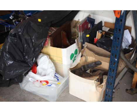 FOUR BOXES OF ASSORTED TOOLS AND PARTS TOGETHER WITH A FIREGUARD