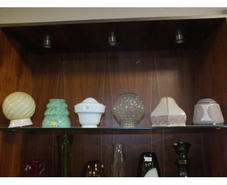 SIX VINTAGE GLASS LIGHT SHADES