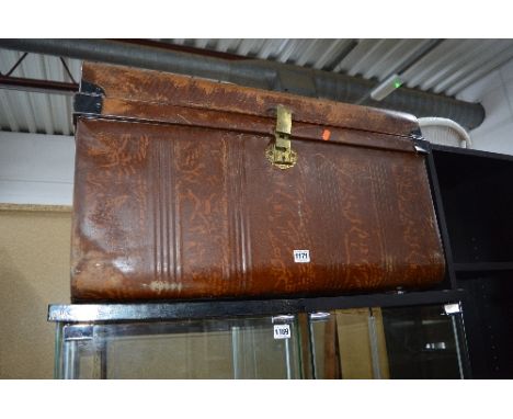 A VINTAGE GRAIN PAINTED METAL TRUNK