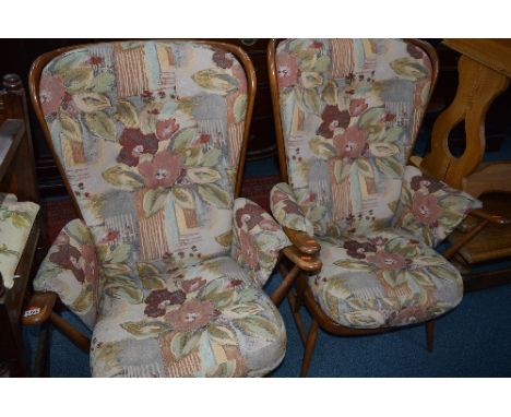 A PAIR OF ERCOL STICK BACK ARMCHAIRS