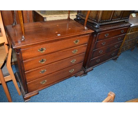 TWO MODERN MAHOGANY CHESTS, of four drawers on ogee bracket feet
