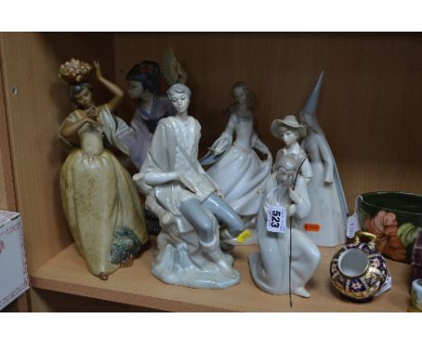 SEVEN LLADRO FIGURES, (mostly af) to include 'Saint Joseph Nativity III, 'Cinderella' No 4828 (broken fingers and arm), 'Fair