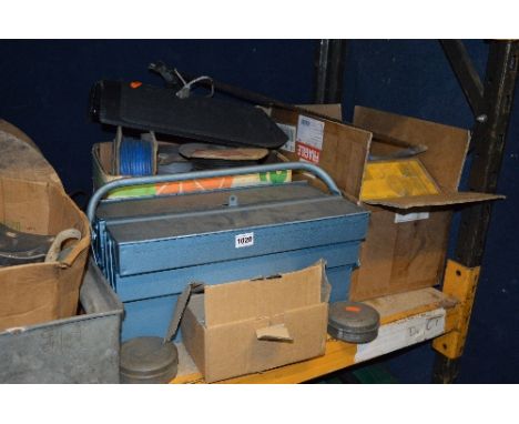 FOUR TRAYS/BOXES, to include tools and cables, etc