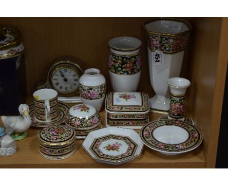 ELEVEN PIECES OF WEDGWOOD 'CLIO', to include clock, vases, coffee cup/saucer, trinkets etc (11)