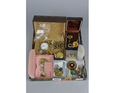 A TRAY OF MIXED COSTUME JEWELLERY, etc