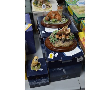 THREE BOXED BORDER FINE ARTS SCULPTURES, 'A Brave New World' (Fox Cubs) B0368 modeller Ray Ayres, 'Family Portrait' (vixen an