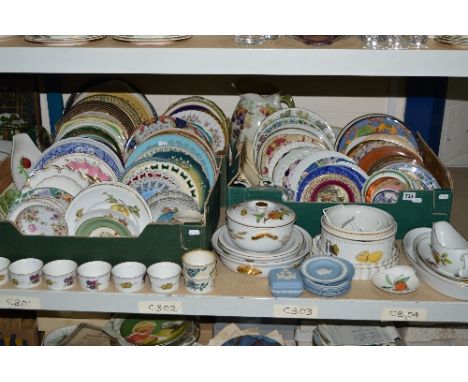 THREE BOXES OF LATE 19TH AND 20TH CENTURY PLATES, together with Royal Worcester Evesham table ware, wash jug, etc (3 boxes an