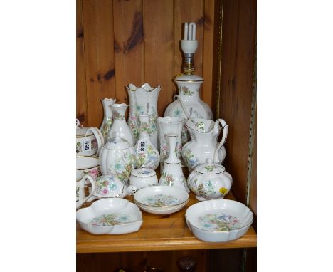 AYNSLEY 'WILD TUDOR' TRINKETS, table lamp, vases, etc (16)