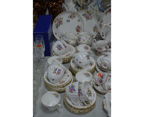 ROYAL WORCESTER 'ROANOKE' TEAWARES, to include two cake plates, two milk jugs, two sugar bowls, twelve cups, twelve saucers a