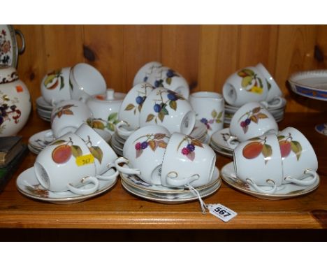 ROYAL WORCESTER 'EVESHAM' TEA/COFFEE WARES, to include covered sugar, milk jug, eight tea cups/saucers/side plates and eight 