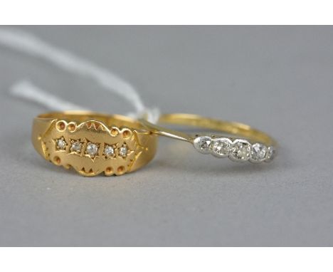 TWO 18CT GOLD AND DIAMOND RINGS, ring sizes I and K, approximate weight 4.0 grams
