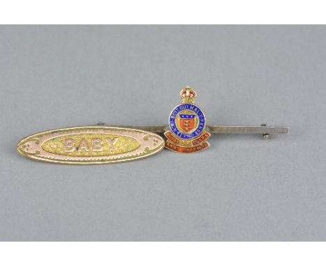 A ROYAL CORPS ARMY ORDNANCE BAR BROOCH, and a 'BABY' bar brooch (2)