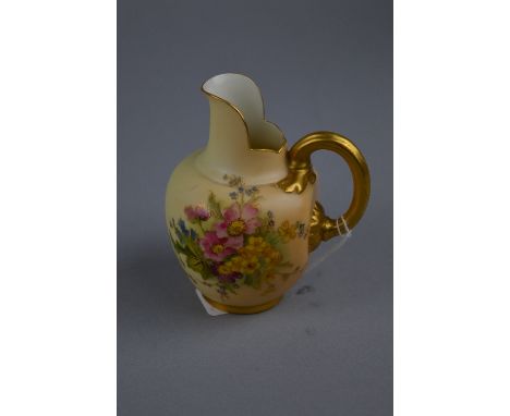 A ROYAL WORCESTER BLUSH IVORY JUG, shape No 1094, puce factory mark, height approximately 11cm