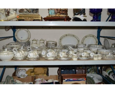 AN AYNSLEY HENLEY PATTERN COMPREHENSIVE DINNER SERVICE, including soup tureen and cover, two coffee pots, three tea pots, fiv