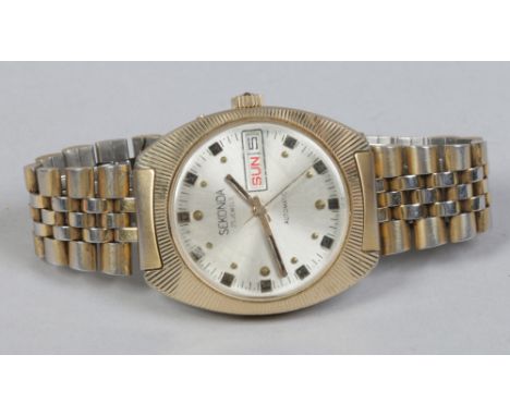 A gentleman's boxed Timex bracelet watch with rectangular dial along with two Sekonda bracelet watches one with date display,