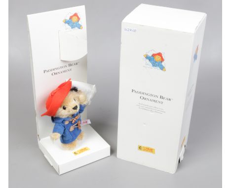 A boxed Steiff mohair Paddington bear ornament.