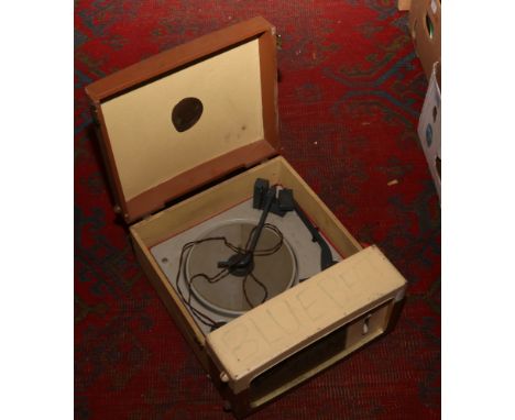 A Portadyne portable record player with BSR turntable.