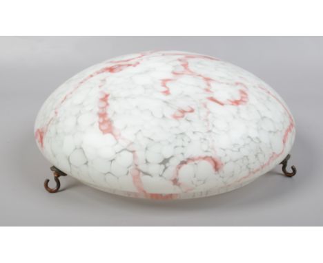 An Art Deco cloud glass ceiling light shade.