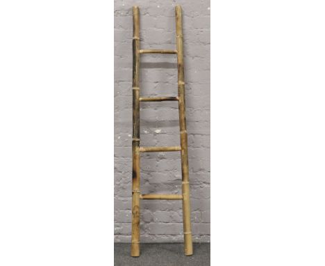 A small four rung bamboo ladder.