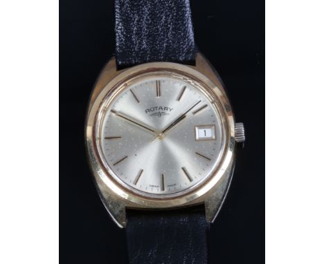 A Rotary manual wristwatch with gold plated bezel, stainless steel back. Having centre seconds and date display.